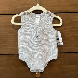 Carter's knit onesie with bear pocket